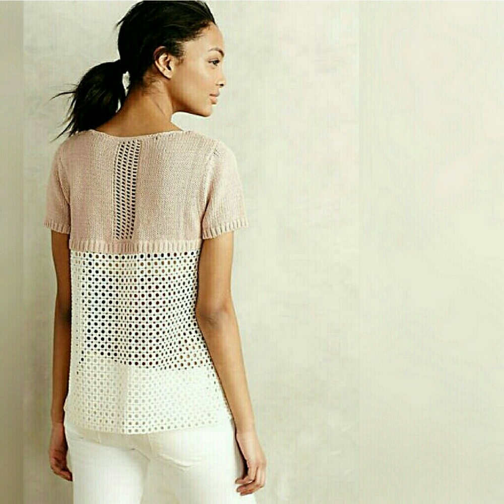 NWOT Anthropologie Madeira Eyelet back Sweater - Picture 3 of 7